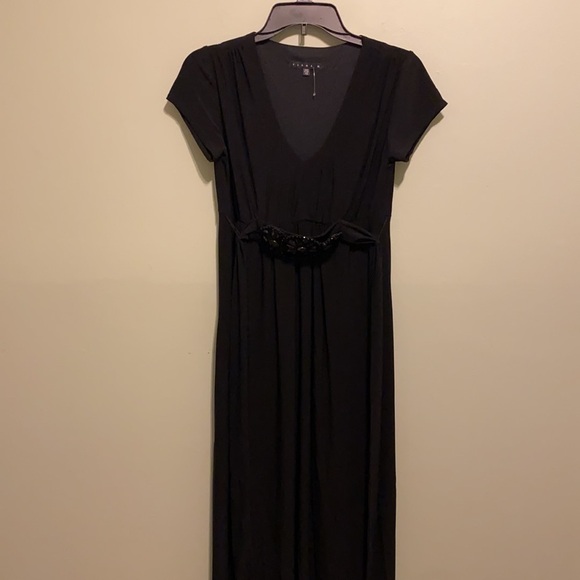 Tiana B Black Short Sleeve Long Maxi Dress With a Gem Belt Accent - Picture 10 of 10